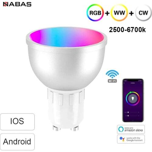 NABAS GU10 Spotlight WiFi Smart Light Bulb 5W RGB+CW+WW Smart Bulb APP Remote Control RGB Light Lamp For Alexa Google Home