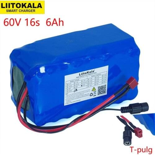 LiitoKala 16S2P 60V 6Ah 18650 Li-ion Battery Pack 67.2V 6000mAh Ebike Electric bicycle Scooter with 20A discharge BMS 1000Watt