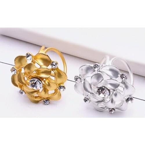 Fashion Nobal Flower Wedding Brooches Corsage Pins Crystal Holder Tricyclic Scarves Buckle Silk Jewelry Accessories