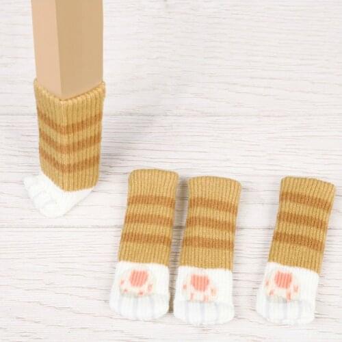 Chair Cover Cat Pads Floor Paw Protector Floor Protection Chair Foot Pad Leg Furniture Wool Knitting Socks Table Home Decoration