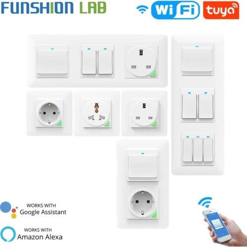 Funshion WhiteWiFi Smart Light Wall Switch Push Button DE EU Smart Life Tuya Wireless Remote Control Work with Alexa Google Home