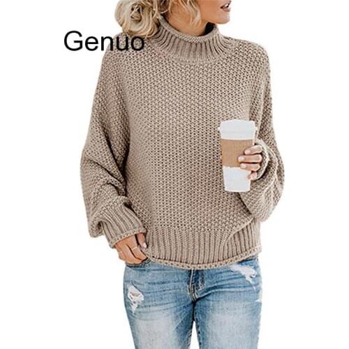 Oversize Turtleneck Knitted Sweater Winter Knitwear Plus Size Slim Solid Green Orange White Warm Casual Sweater Women
