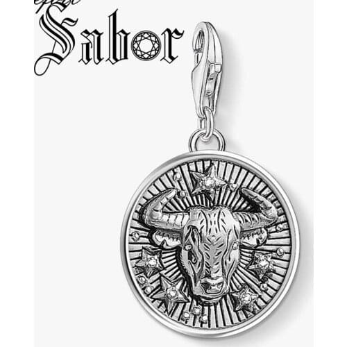 Zodiac Sign Taurus Charms Pendant Fashion Jewelry silver plated Trendy Gift For Women Men Fit Bracelet Necklace thomas