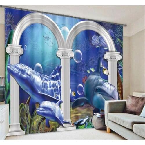 Luxury Beautiful Whale 3D Blackout Window Curtains For Bedding room Living room Home Wall decorative Hotel Drapes Cortinas