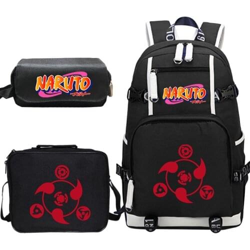 Anime Cosplay Backpack Unisex Student School Bags Bookbag Laptop Travel Rucksack With Lunchbag + Pen Bag Sac A Dos Gifts