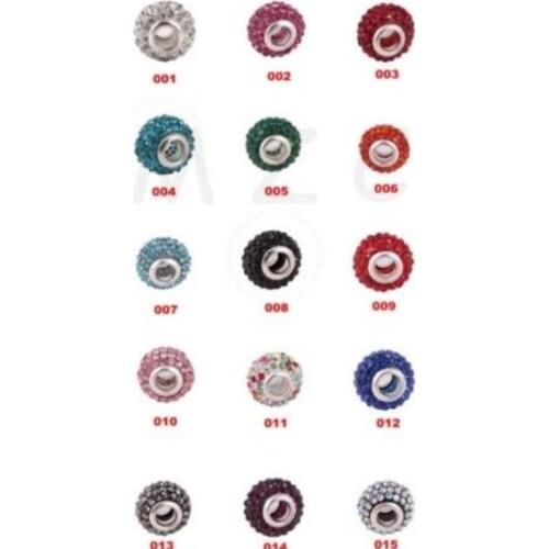 Mixed white hot 14MM 100Pcs/lot Resin Rhinestone Silver Plated Core Big Hole Crystal European Beads XVE23XF Fit Charm Bracelets