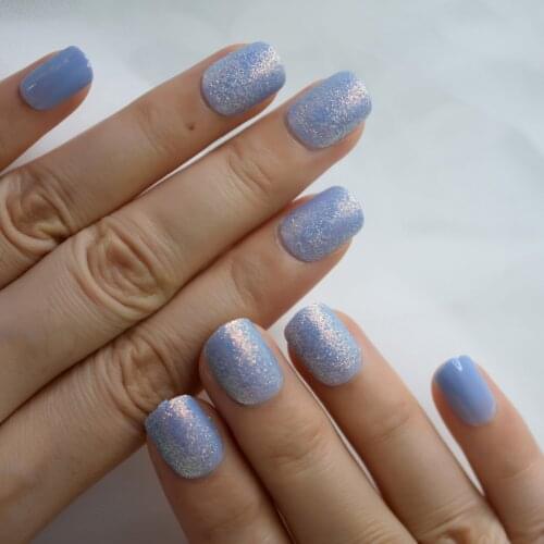 Medium Short Nail Tips Squoval Nail Supplies For Professionals Full Cover Nails Press On Blue Fingernails Wholesale Charms IMABC