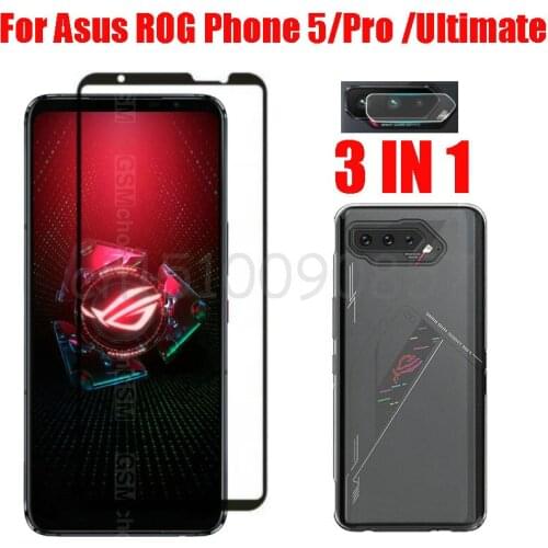 3-in-1 2.5D Glass + Case Cover For Asus ROG Phone 5 Screen Protector Tempered Glass For Asus ROG Phone 5 Camera Glass