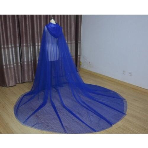 Wedding Tulle Cloak Cape White/Ivory/Black Hooded Medieval Long Bridal Shawl Coat Women Cape Coat hood cape bolero formal