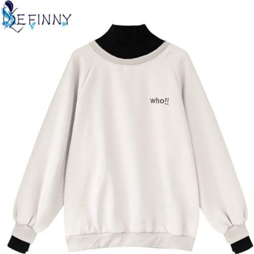 Women Fleece Turtleneck Sweatshirts Winter Japanese Fashion 2020 Ladies Pullovers Warm Tops