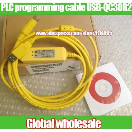 1pcs yellow PLC programming cable USB-QC30R2 for Mitsubishi / data download cable 6-pin communication line for Mitsubishi