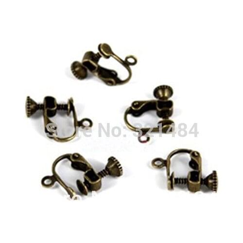 100pcs 10x12mm Antique brass/bronze No pierced ears with the spiral ear clip earrings jewelry earring clip findings accessories