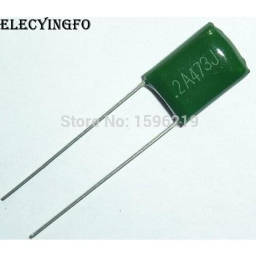 100pcs Mylar Film Capacitor 100V 2A473J 0.047uF 47nF 2A473 5% Polyester Film capacitor