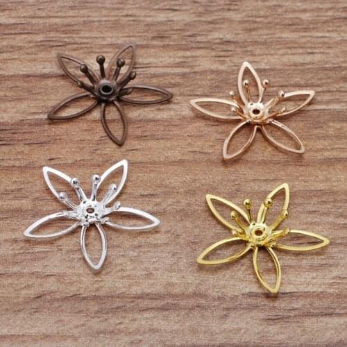 20pcs 20mm Claw Flower Spacer Filigree Jewelry Spacer Flowers Charms Loose Bead End Caps for DIY Jewelry Findings Handmade