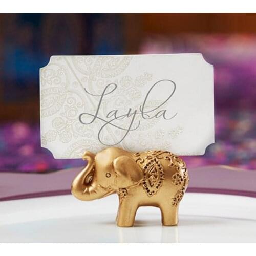 200pcs Lucky Gold Elephant Place Card Holders/Table Name Holder Wedding Centerpiece Golden Themed Party Favors SN461