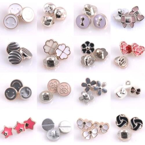 30pcs 16 kinds Acrylic Charming buttons bright Golden-plated garment accessories DIY Sewing Supplies 10~14mm CP1334