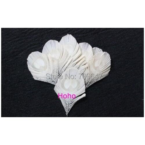 50Pcs/lot!8-10cm long Trimmed White Peacock Eyes,Trimming peacock feather eye,peacok eye feathers
