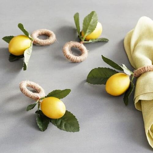 8Pcs Simulation Lemon Plant Napkin Ring Fruit Meal Buckle Hotel Model Room Napkin Ring