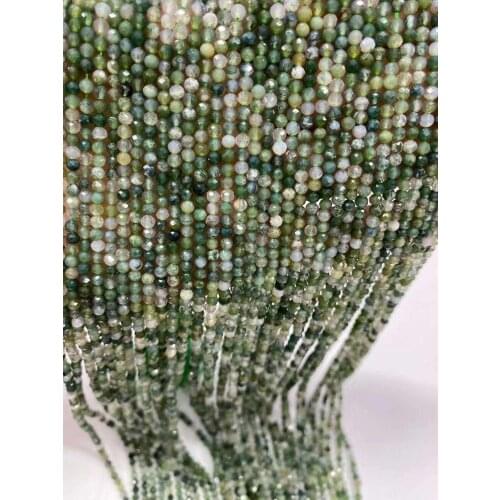 AAAA natural stone grass agate cutting surface 2mm / 3mm / 4mm stone jewelry DIY boutique 38cm