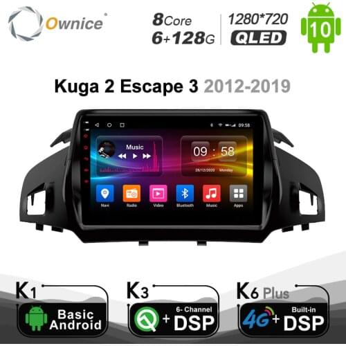 6G+128G Ownice Android 10.0 2 din 8Core Car DSP 4G LTE Radio Player GPS Navi DVD for Ford Kuga 2 Escape 3 2012-2019 SPDIF Audio