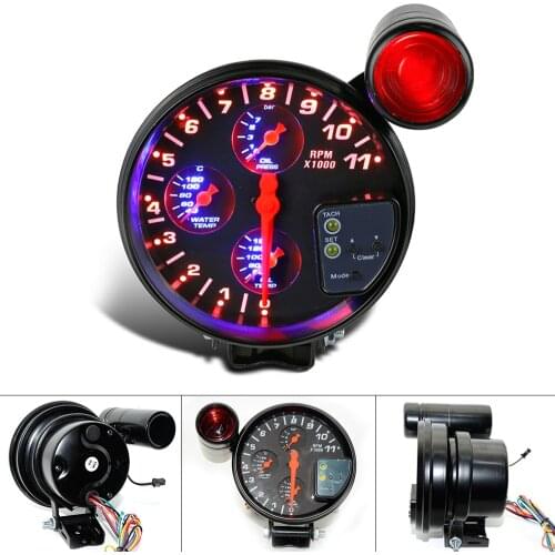 5" Car Meter Water Temperature/Oil Temperature/Oil Pressure/Tachometer 4 IN 1 With Sensors
