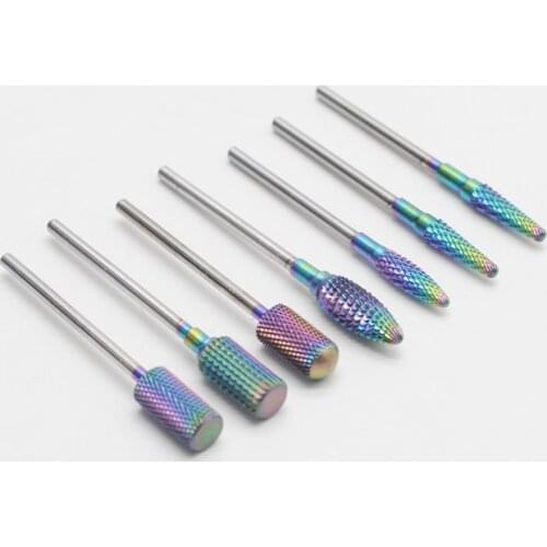 Dental Polishing Burs Rainbow Nano Coating Tungsten Carbide Nail Drill Bits For Electric Manicure Art Accessories Tool
