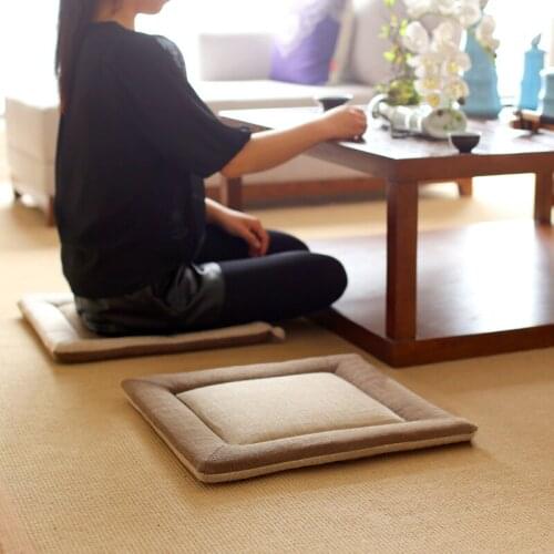 Long seat linen chair cushion removable and washable chair cushion home dining table tatami mat office butt cushion