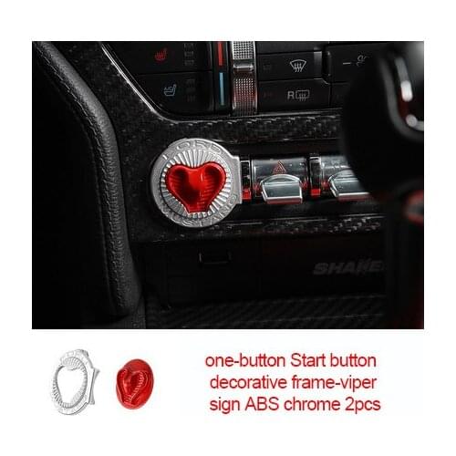 For Ford Mustang 2015-2020 ABS chrome one-button Start button decorative frame-viper sign 2pcs