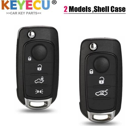 KEYECU Flip Folding Remote Control Car Key Shell Case Cover for Fiat 500 500X Toro Egea Punto, for Dodge Neon, Fob 3/ 4 Buttons