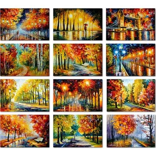 Colorful Tree Canvas Art Paintings Prints Posters Abstract Romantic Street Lights Lover Wall Art Picture For Living Room Home Dé
