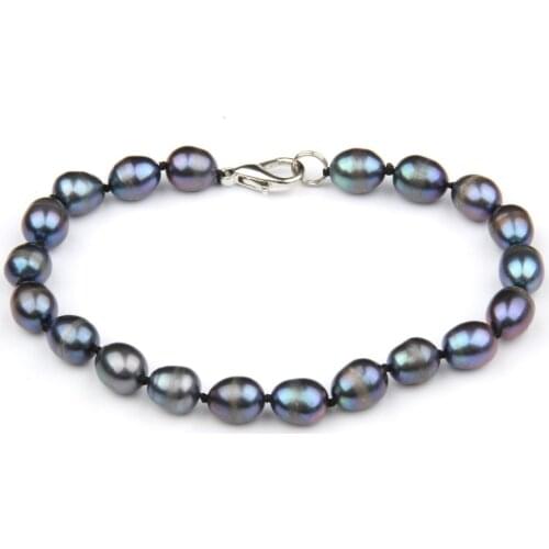 Creative Bracelet 100% Natural Freshwater Pearl Bracelets High Quality Classic 7-8mm Pearl Bracelets Bangles Jewelry for Women