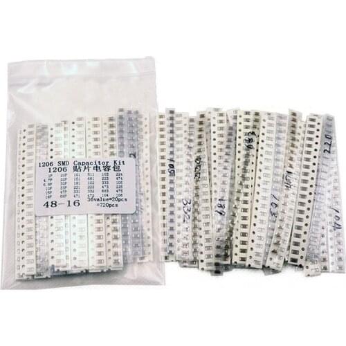320PCS 720PCS 2500PCS 0603 0805 1206 SMD Capacitor Kit Assorted Kit 16/36/50Values 1PF ~ 1UF