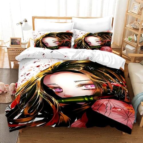 Demon Slayer Bedding Set Single Twin Full Queen King Size Demon Slayer Bed Set Children Kid Bedroom Duvetcover Sets 3D Print 034