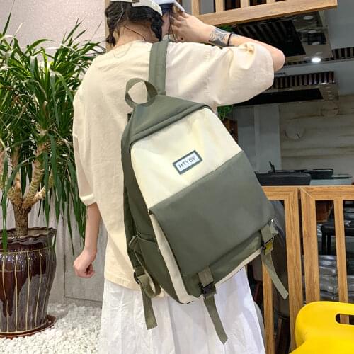 Nylon School Backpack College Students Hit Color Shoulder Book Bags Large Capacity Women Daily Travel Bagpack Mochila