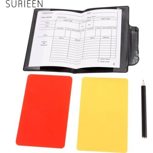 New Soccer Match Referee Supplies Red Card/Yellow Card Referee Game Appliances With Holster+Pen Football Equipment Pencil Wallet
