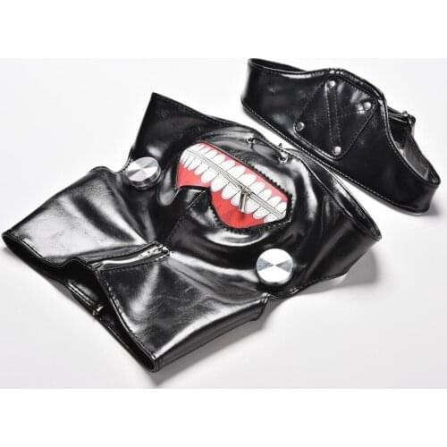 New Party Cosplay costume Anime Adjustable Zipper Halloween Accessories PU Leather Japanese Blinder Kaneki Ken Tokyo Ghoul Mask