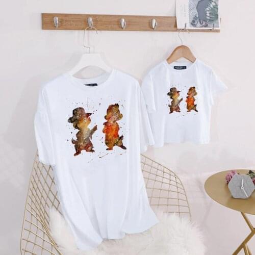Matching Family T Shirts Outfits Mommy And Me Father And Me Unisex Kids Family Clothes Chip and Dale Disney Cartoon Clothes