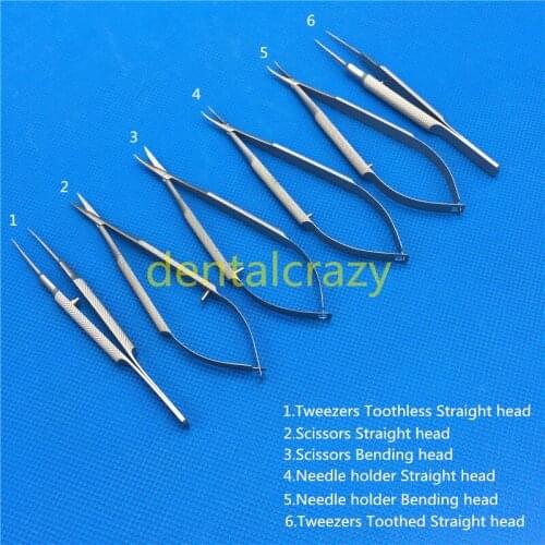 Stainless steel ophthalmic microsurgical instruments 18cm scissors+Needle holders +tweezers Stainless steel surgical tools