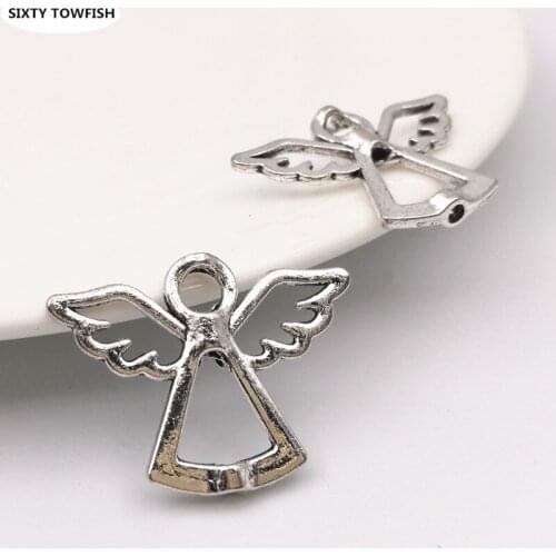 100pcs 22x30mm Metal/Alloy Antique Silver Color Angel Charms Pendant Jewelry Connection Accessories Findings