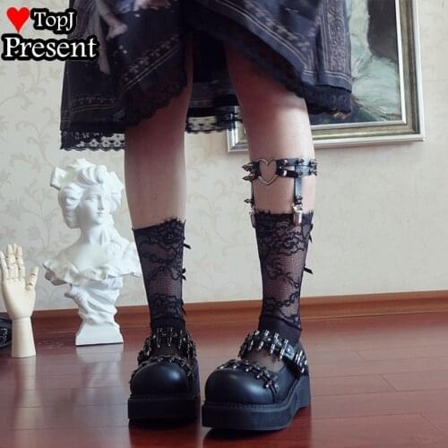 STUD Rock Pub Punk Garter Belt Rivets Leg Ring Thigh Harness Heart Black PU Leather Vintage Suspenders Women Girls Body Jewelry