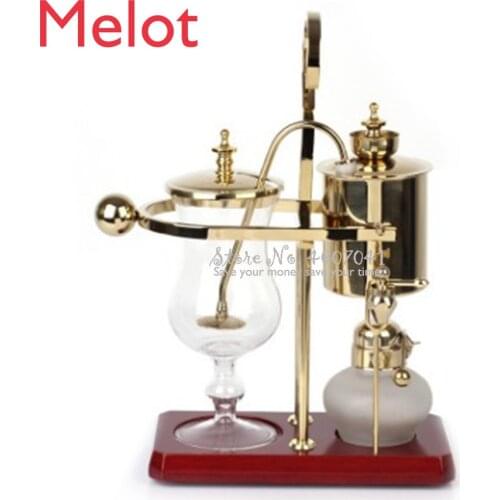 Glass Syphon Siphon Drop Coffee Maker Pot 4 Cups Belgian Belgium Luxury Royal Family Balance Polished Rose Gold Color