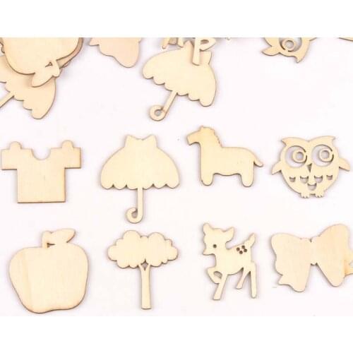 New 25Pcs Natural Tree/apple/horse Pattern Wood DIY Crafts Scrapbooking For Handmade Ornaments Home Decoration 36x42mm m1705