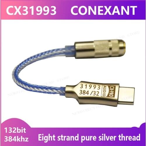 Cx31993 USB Type C DAC Headphone Amp 16-32Ω with 3.5mm Output SNR 125dB PCM 32b/384kHz for Android, Windows10, MacBook