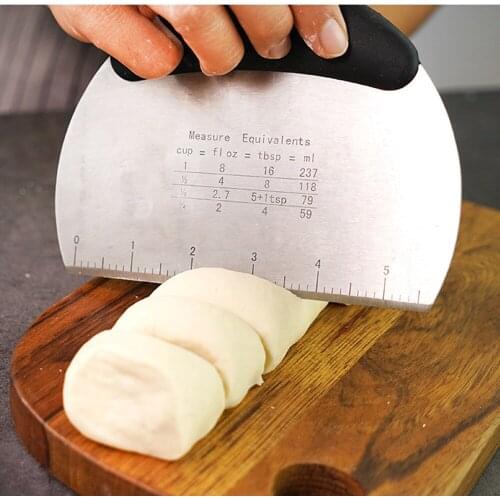Thickened Stainless Steel Pastry Scraper and Chopper Pizza Dough Cutter Multi-function Noodle Scraper Baking Tool with Scale