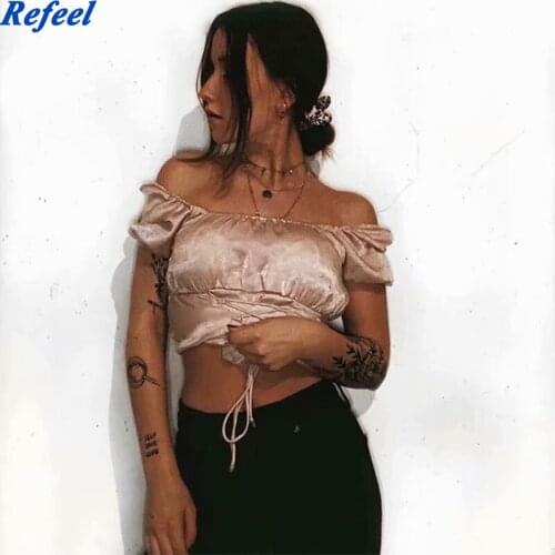 Vintage Pink Silk-like Camis Satin Fabric Ropa Mujer Fashion Off Shoulder Tank Top Women Harajuku Bandage