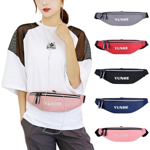 Unisex Waterproof Waist Bag Letters Printed Pattern Fanny Pack, Black/ Navy/ Grey/ Red/ Pink