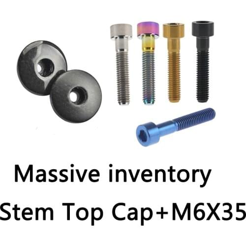 Xingxi Racing 1 1/8" 3K Carbon Fiber Glossy Road Mountain Bike Cycling Headset Stem Top Cap+M6X35 Titanium Bolt Part