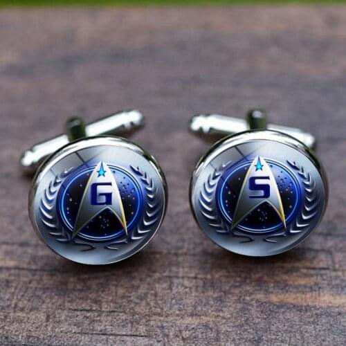 Star Trek Cufflinks Mens French Shirt Accessories Gifts Trendy Personality Metallic Glass Cuff Links Male Jewelry