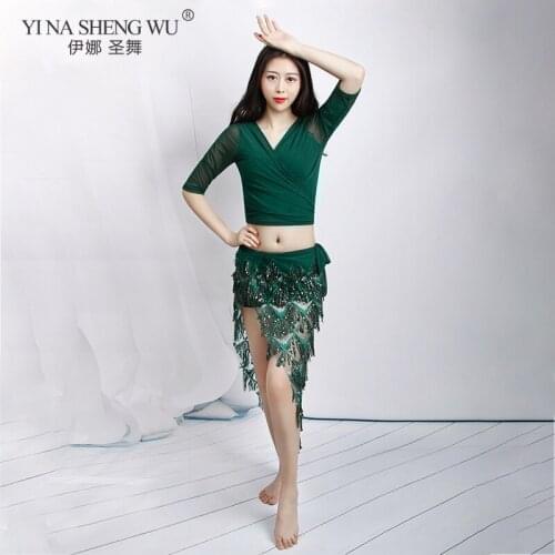 Summer Women Sexy Fashion Bellydance Oriental Costumes Set Skirt Split Practice Clothes Top Long Skirt Professional Belly Dance