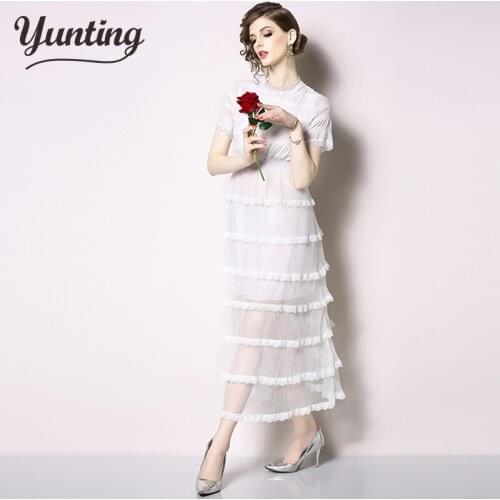 New Summer 2021 Women Elegant Lace Dress Hollow Out Patchwork Dresses Sexy Evening Party Vestidos